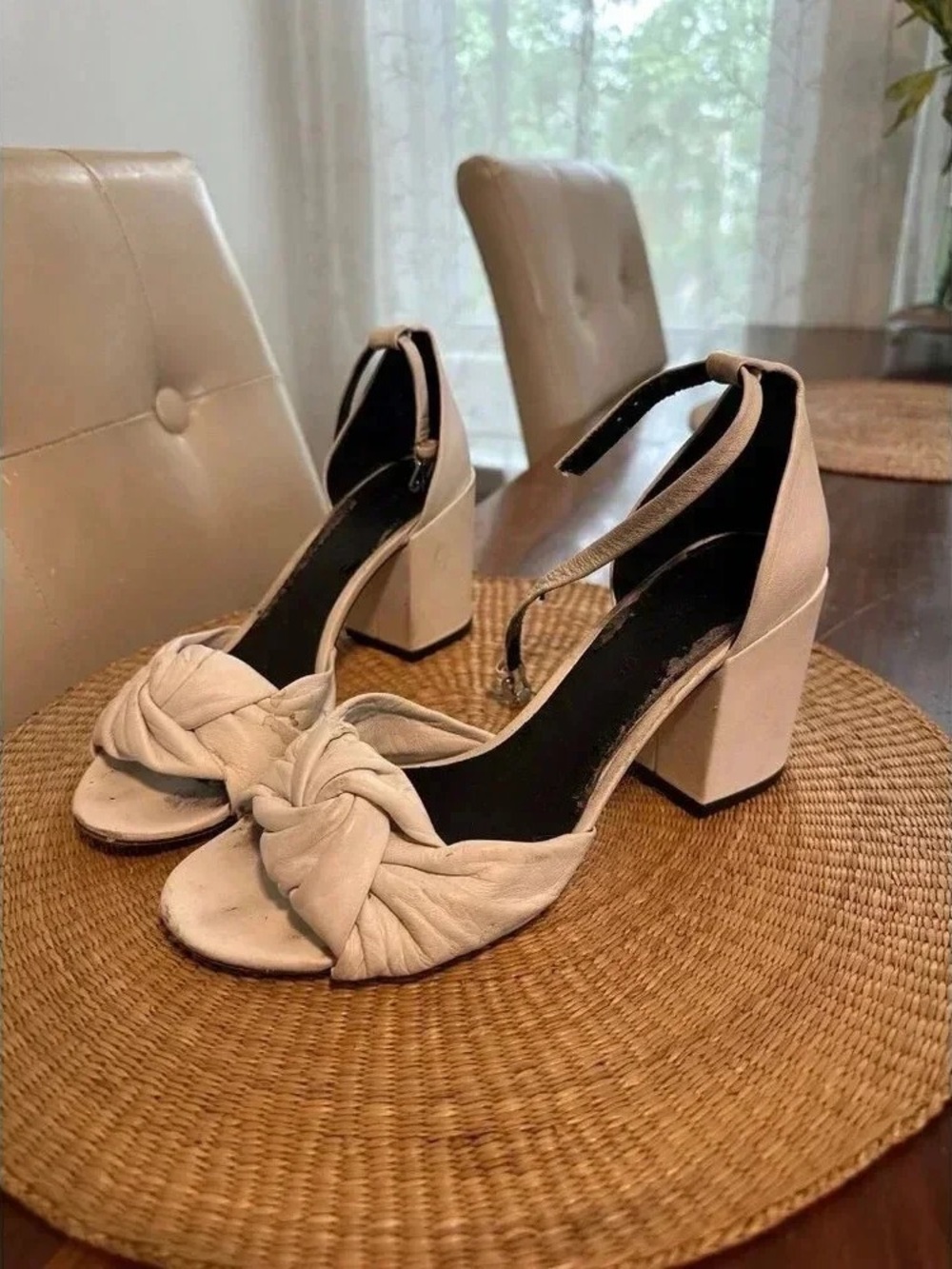 Women’s Knotted Block Heel Sandals - Cream